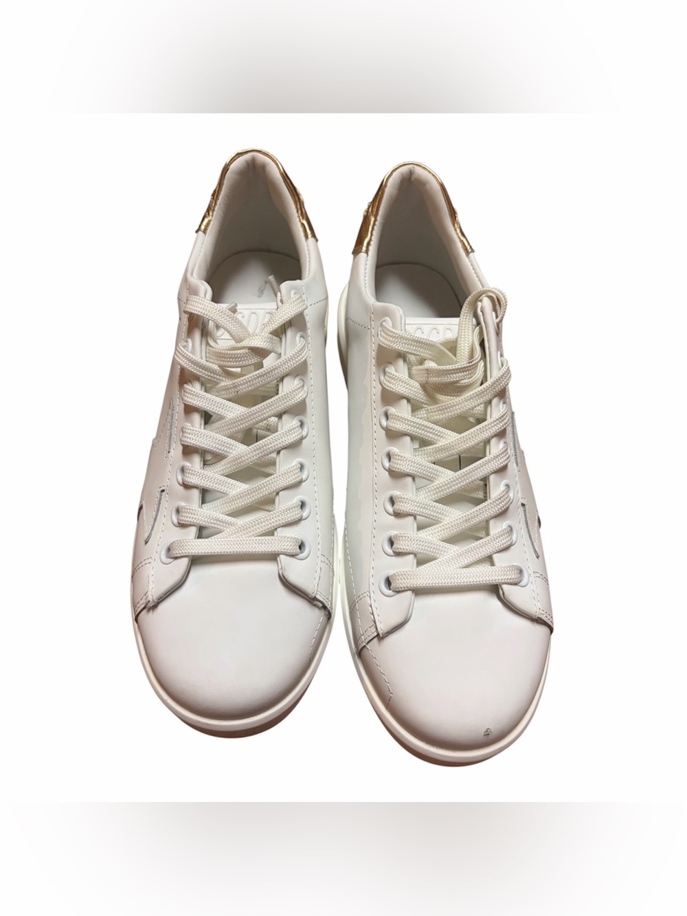 Golden Goose White Leather Sneakers with Gold Heel Panel - Picture 6 of 12